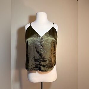 Mimi Chica Dark Green Satin Camisole